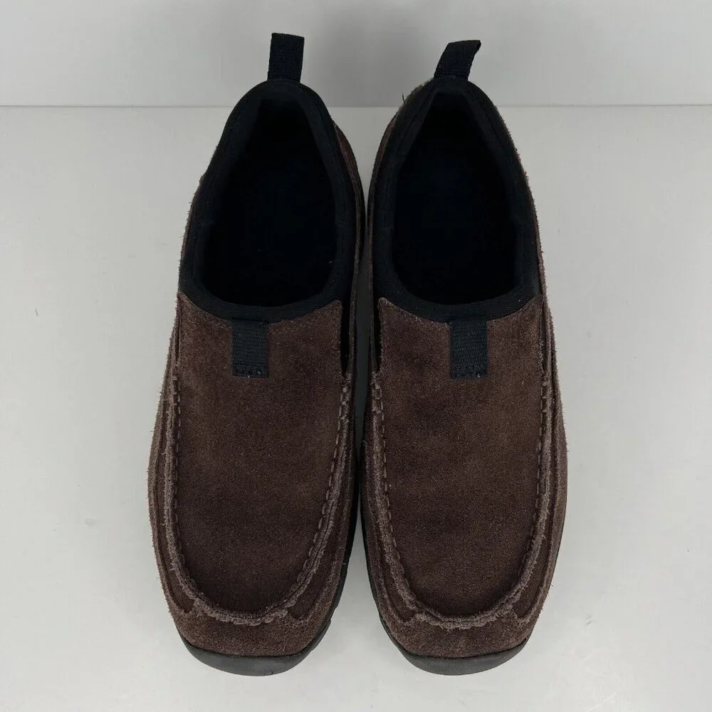 Land's End Brown Rough Cut Suede Chukka Loafers Mens Size 8.5 Slip-On Shoes